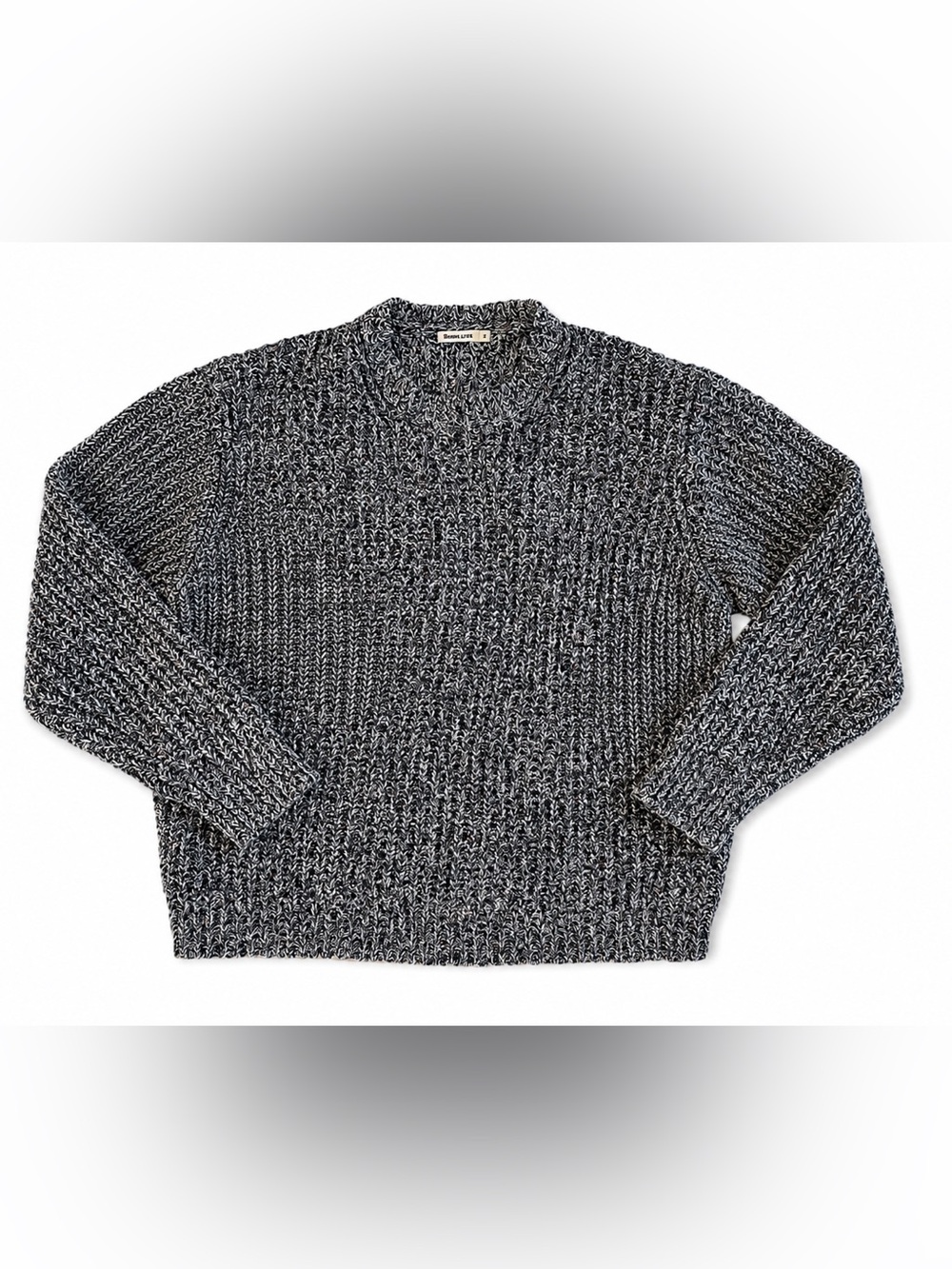 Marine Layer Marled Chunky Knit Sweater Size Small Navy Blue Womens